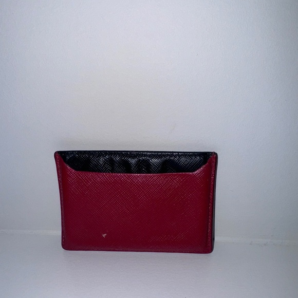 Prada- Red and Black Saffiano Leather Card holder - Picture 2 of 2